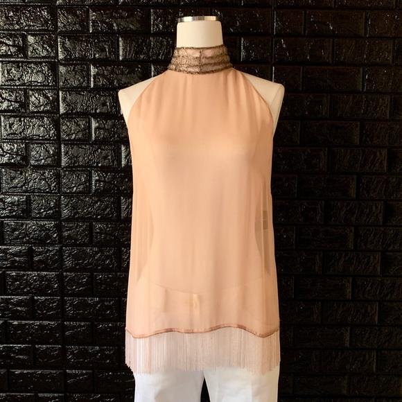 Ralph Lauren Light Pink Sheer Beaded Tunic Blouse - Picture 2 of 9